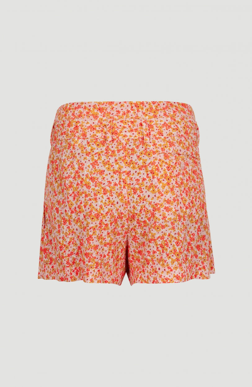 Belted High-Waist Shorts with All Over Print | White AO 3