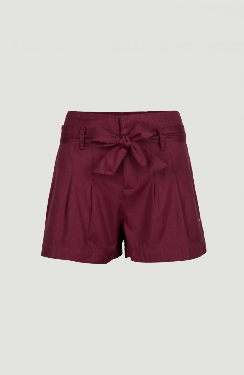Belted High-Waist Shorts | Biking Red