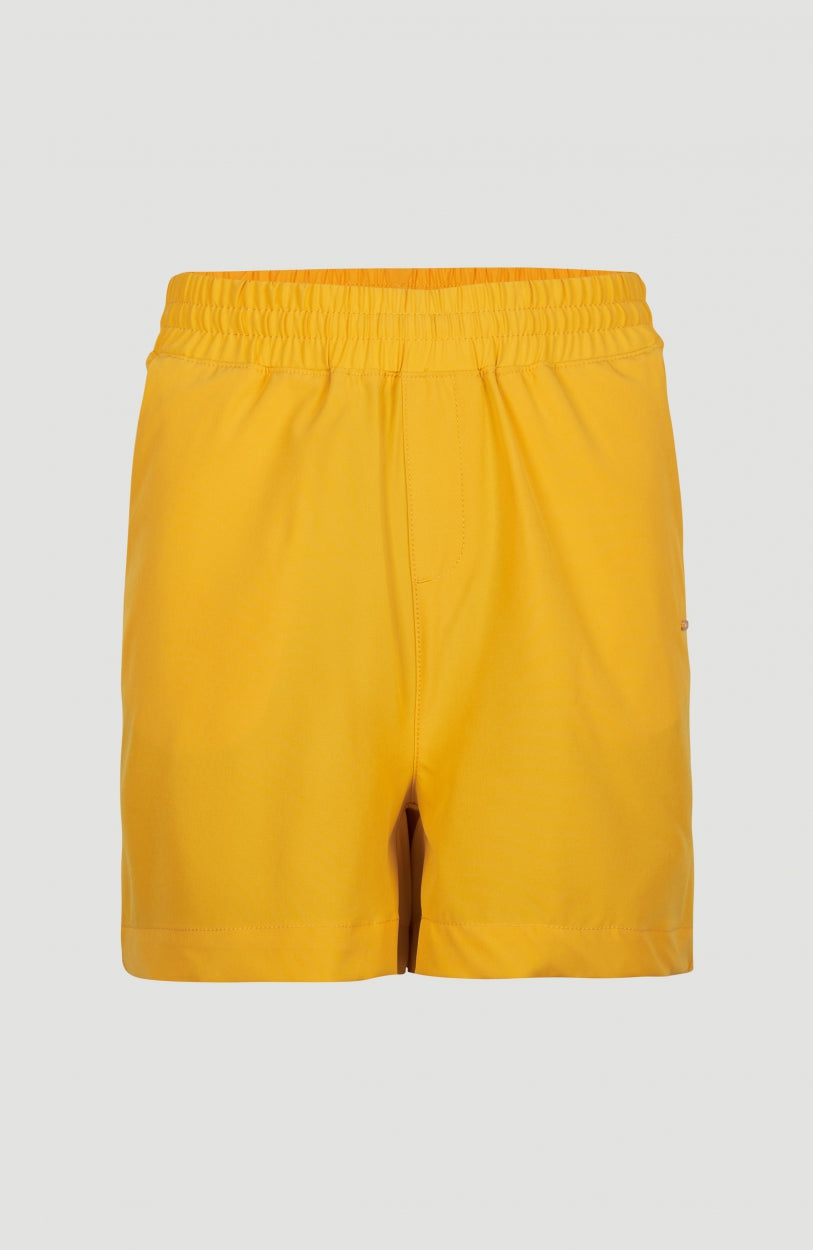 Active Elasticated High-Waist Shorts | Old Gold