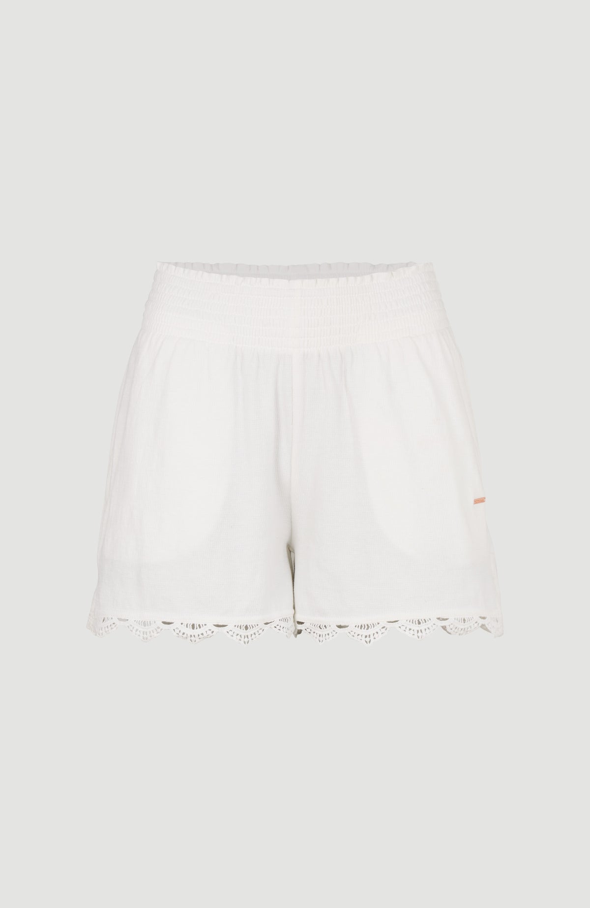 Ava Smocked High-Waist Sweatshorts | Snow White