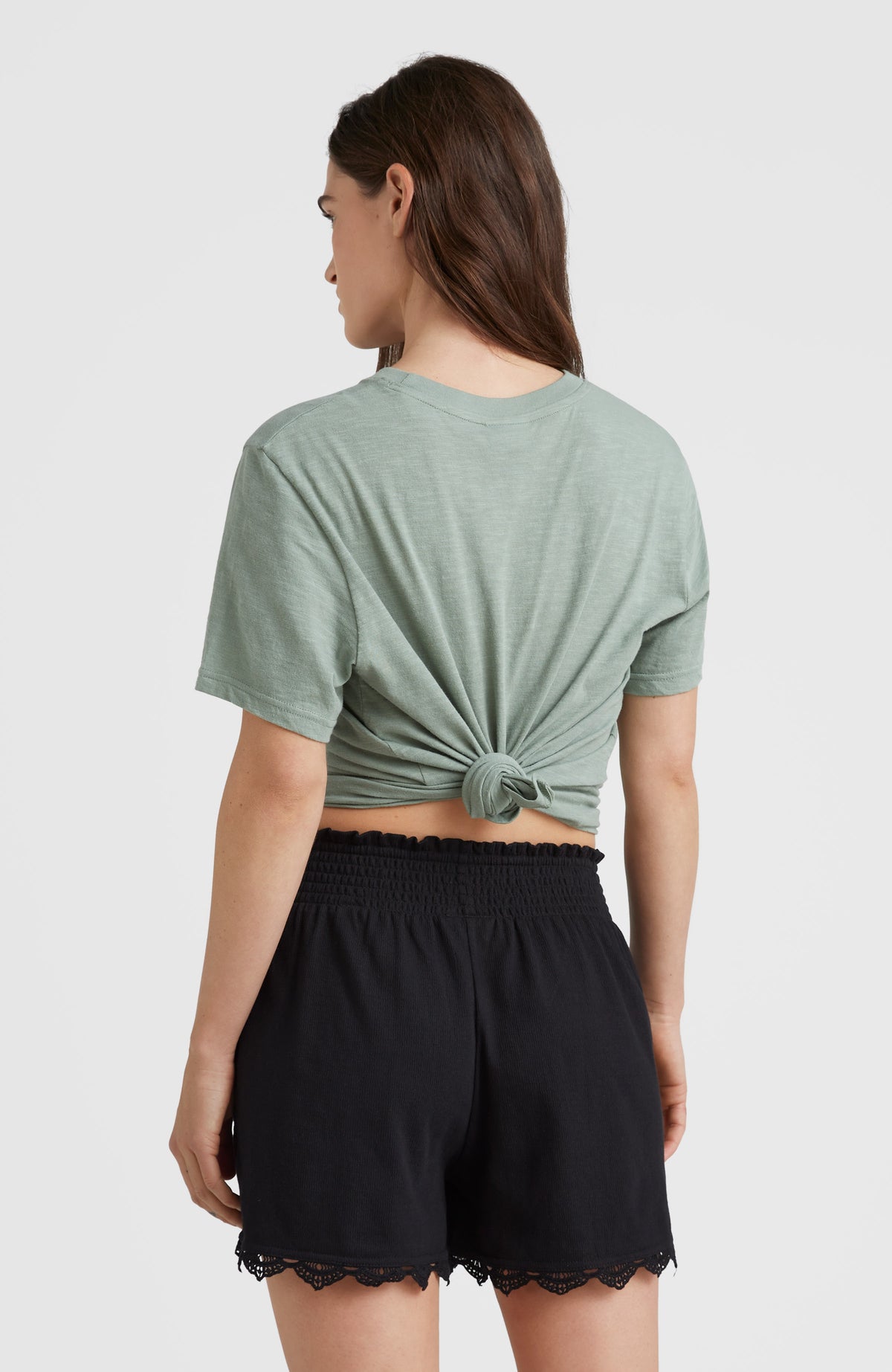 Ava Smocked High-Waist Sweatshorts | Black Out