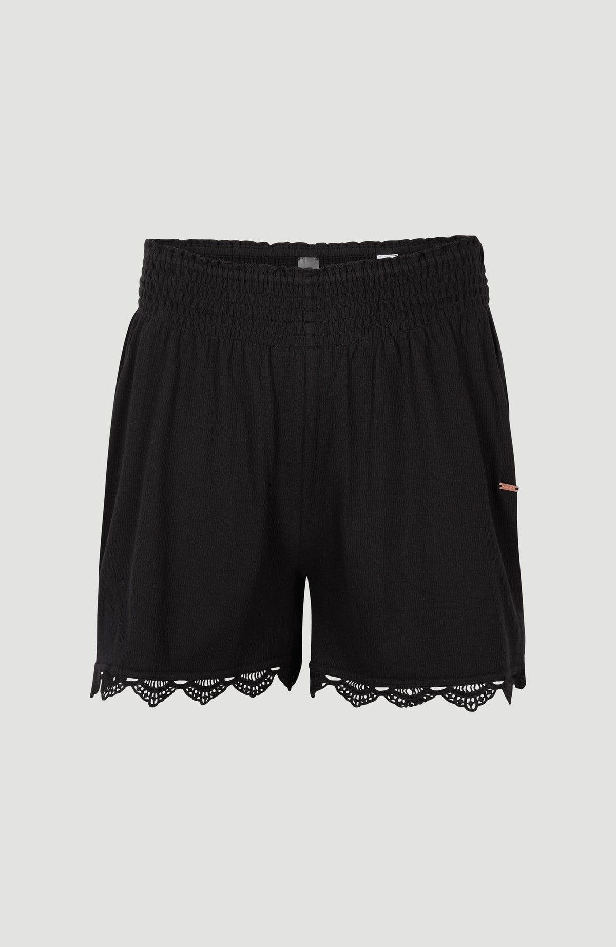 Ava Smocked High-Waist Sweatshorts | Black Out