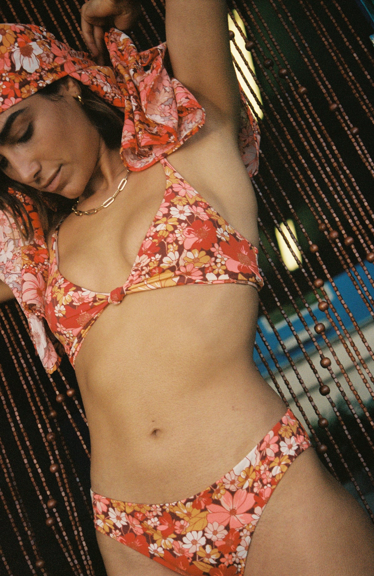 Charlotte Knot Retro Bralette Bikini Top | Red AO 1