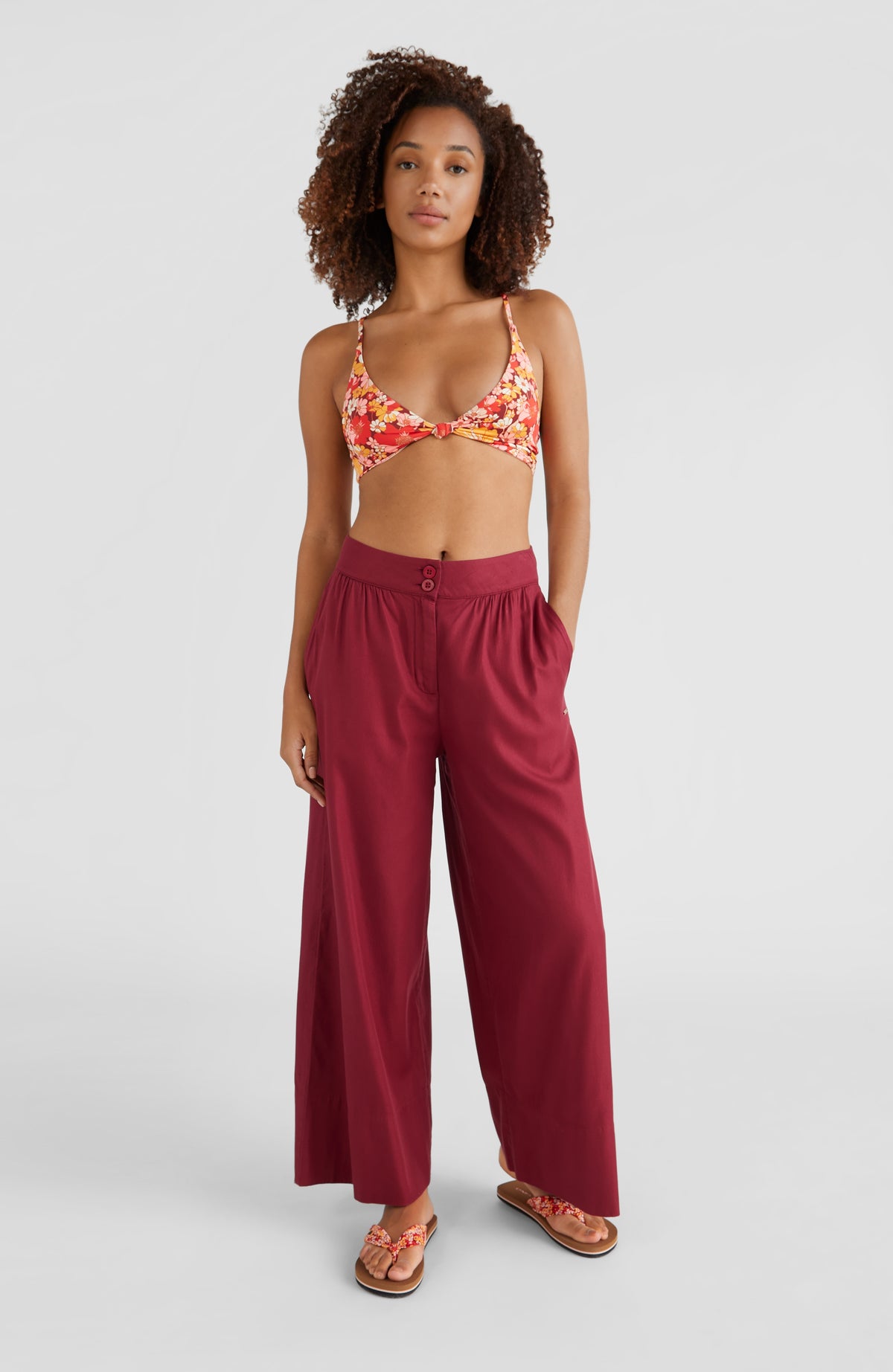 Charlotte Knot Retro Bralette Bikini Top | Red AO 1
