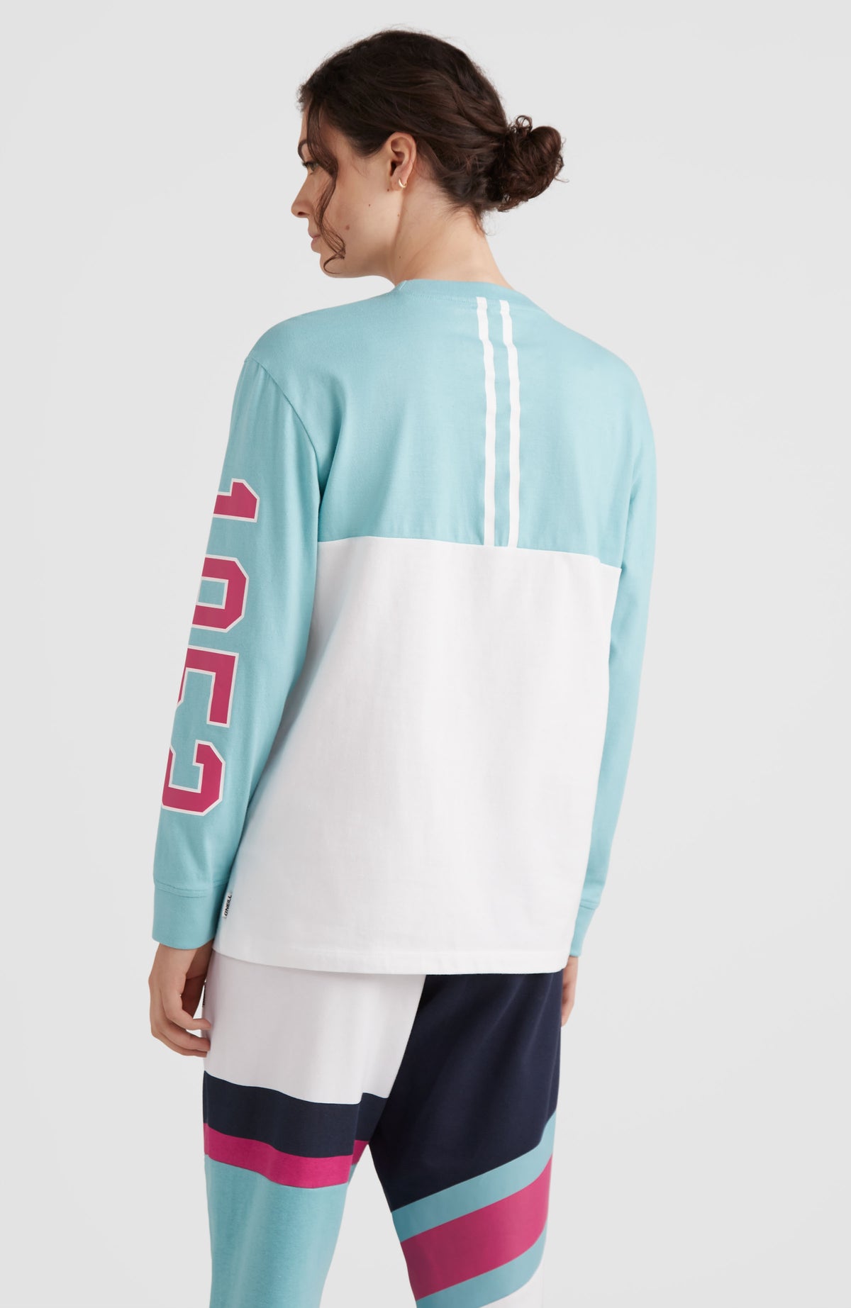Collegiate Progressive Long Sleeve T-Shirt | Aqua Sea Colour Block