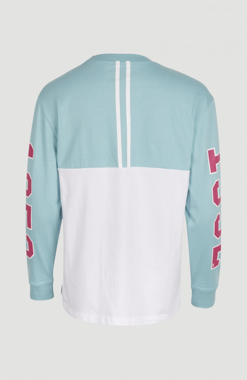 Collegiate Progressive Long Sleeve T-Shirt | Aqua Sea Colour Block