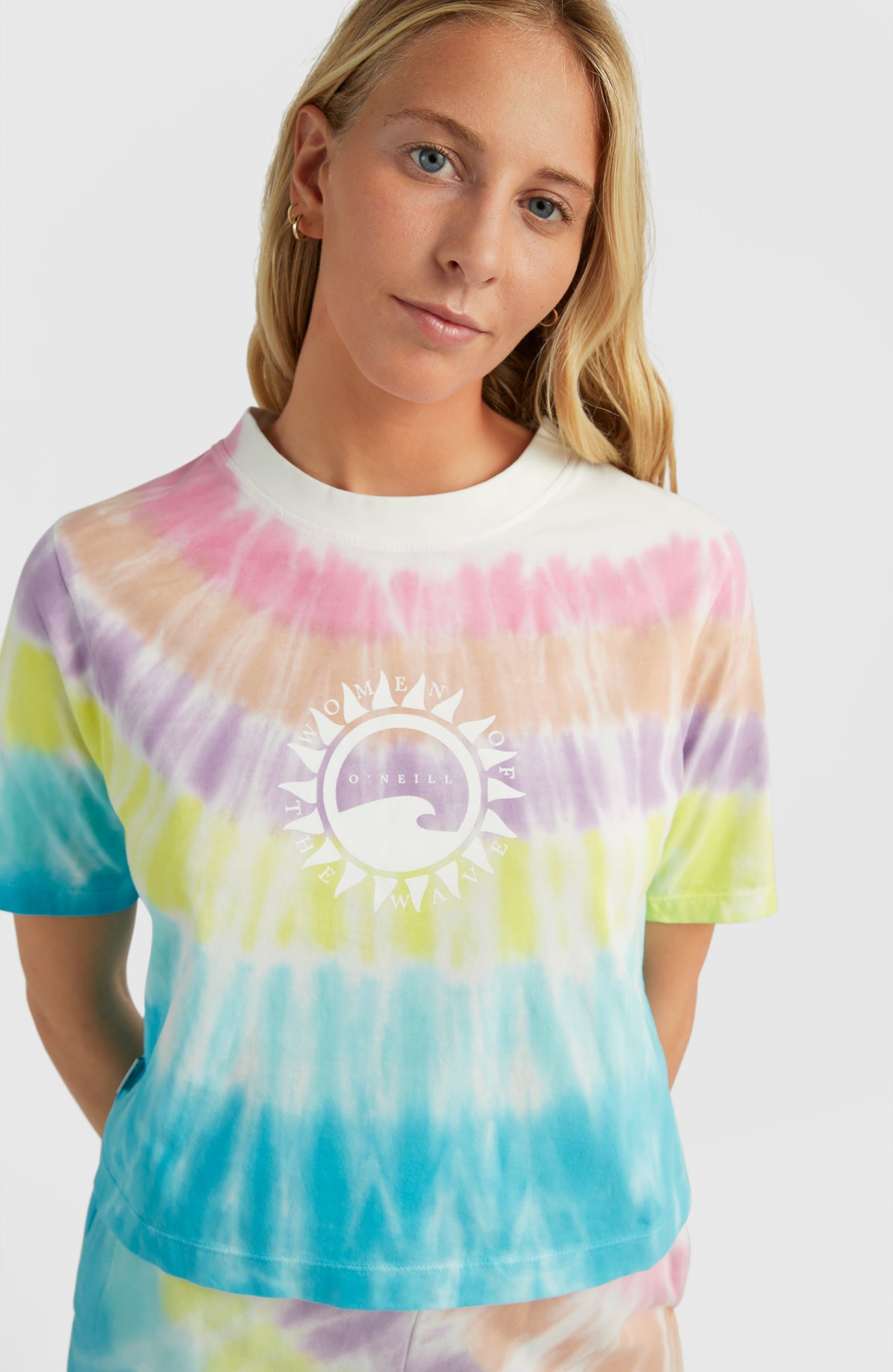 Women Of The Wave Cropped T-Shirt | Blue Tie Dye