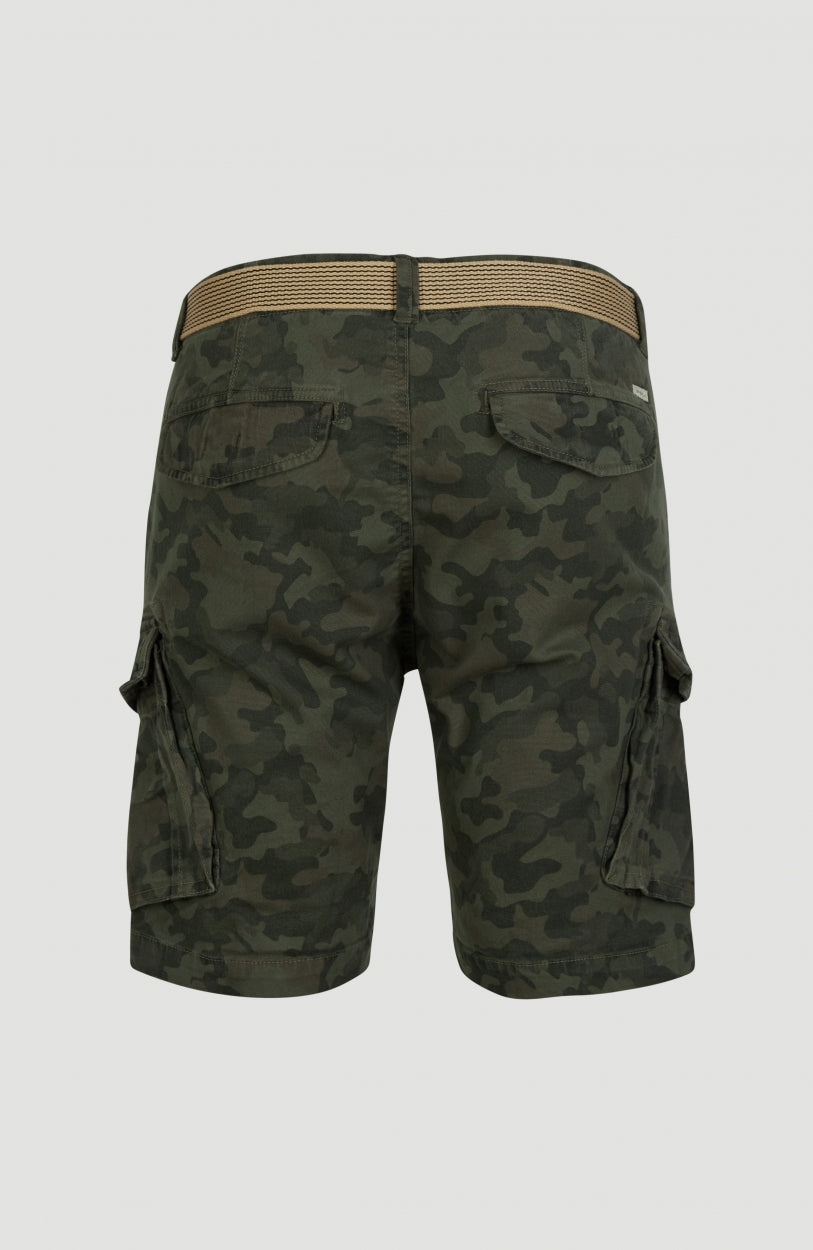 Camo Cargo Shorts | Olive Leaves -A