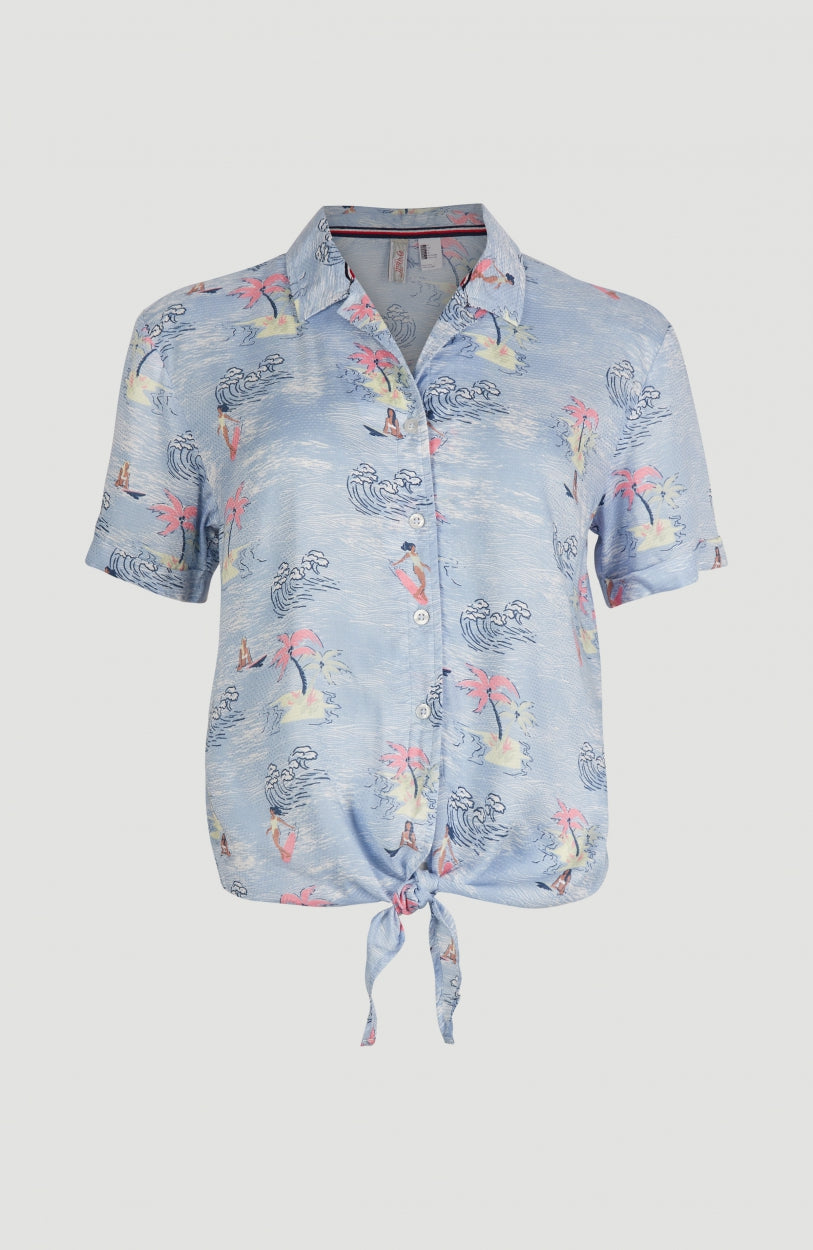 Cali Woven Shirt Shortsleeve | Blue With Pink or Purple