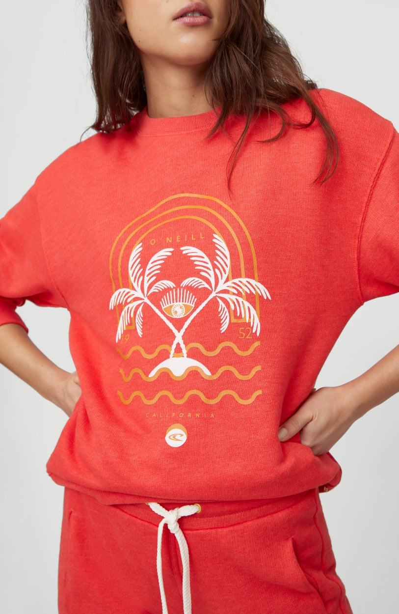 Cali Graphic Crew Sweatshirt | Hot Coral