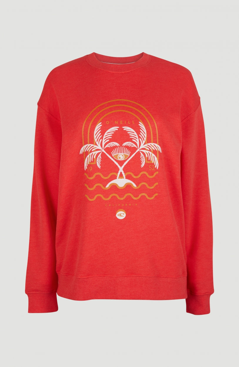 Cali Graphic Crew Sweatshirt | Hot Coral