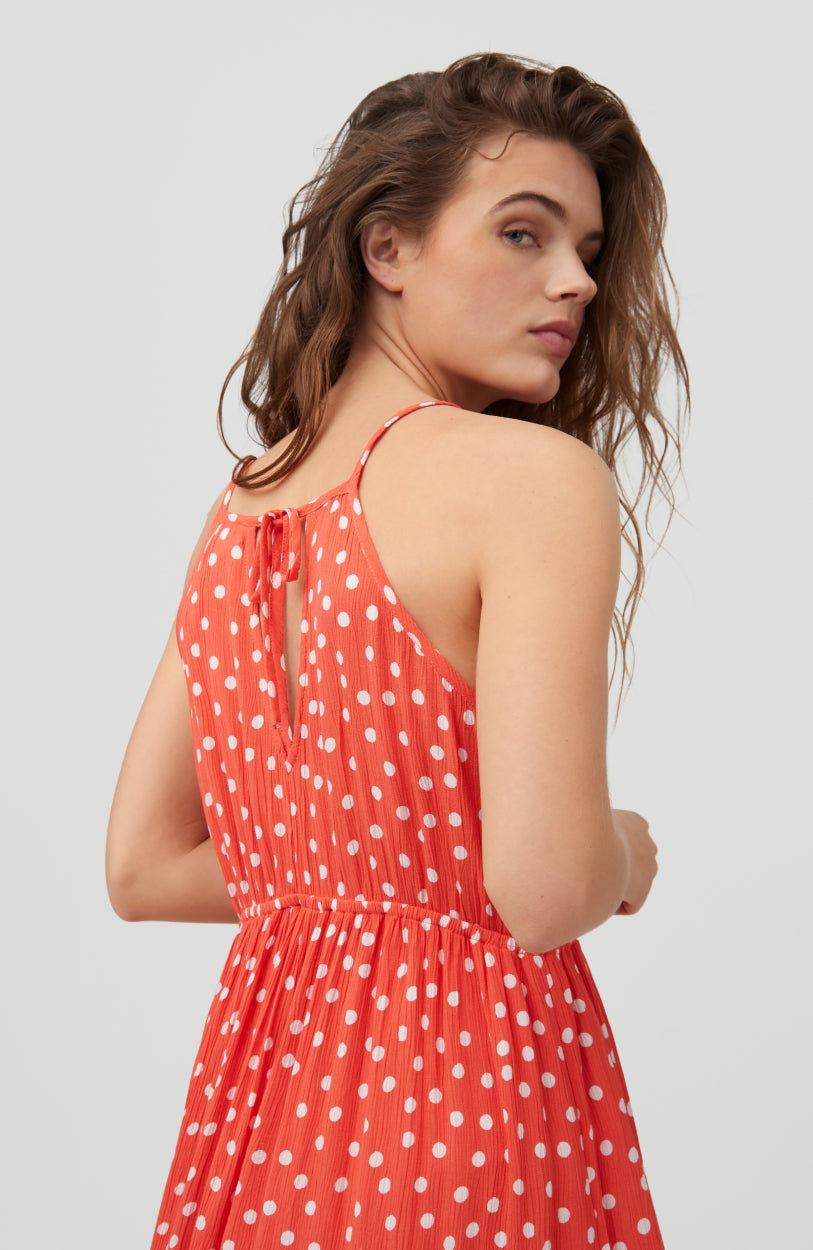 All Over Print Midi Dress | Red With White