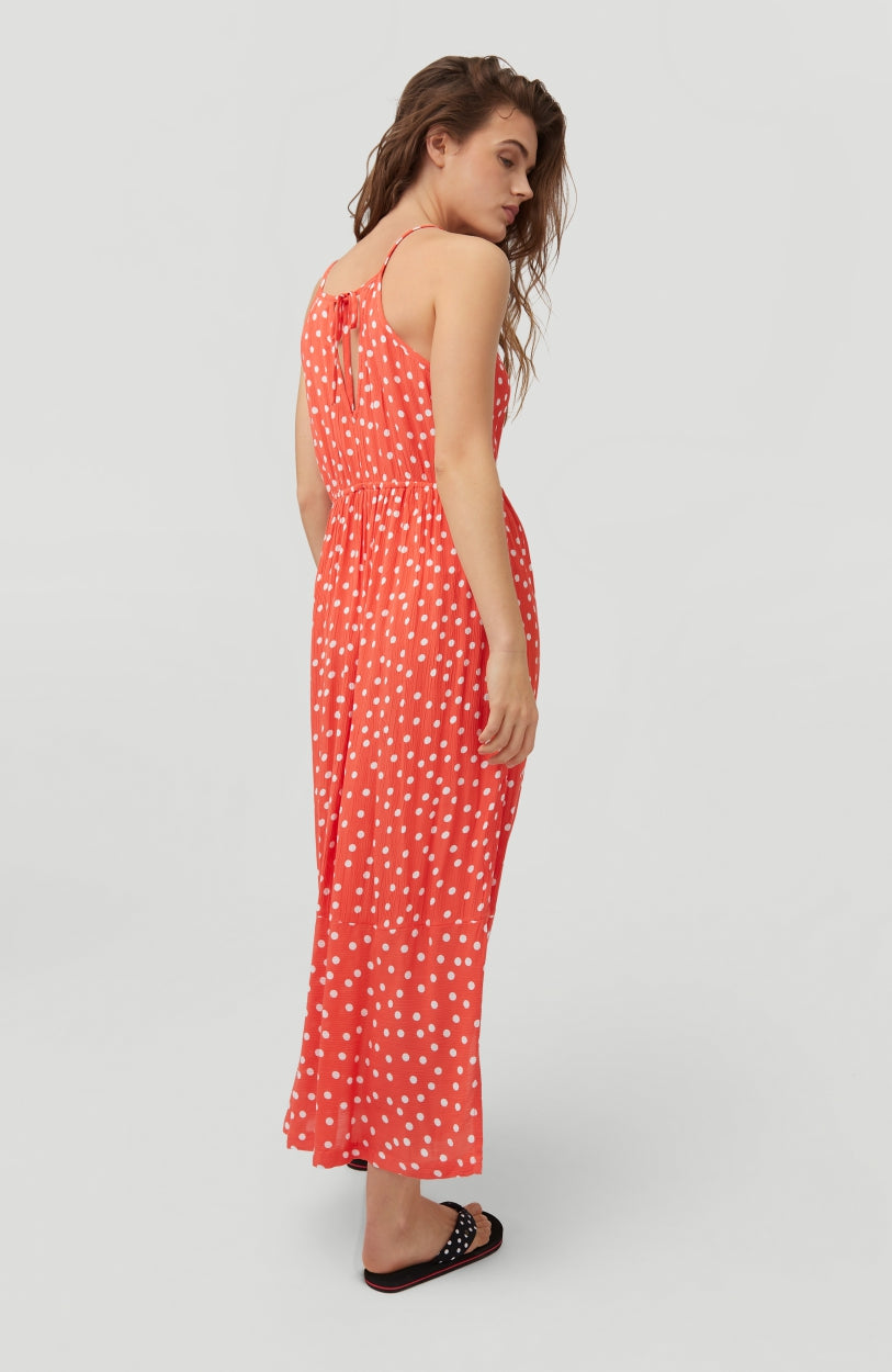 All Over Print Midi Dress | Red With White