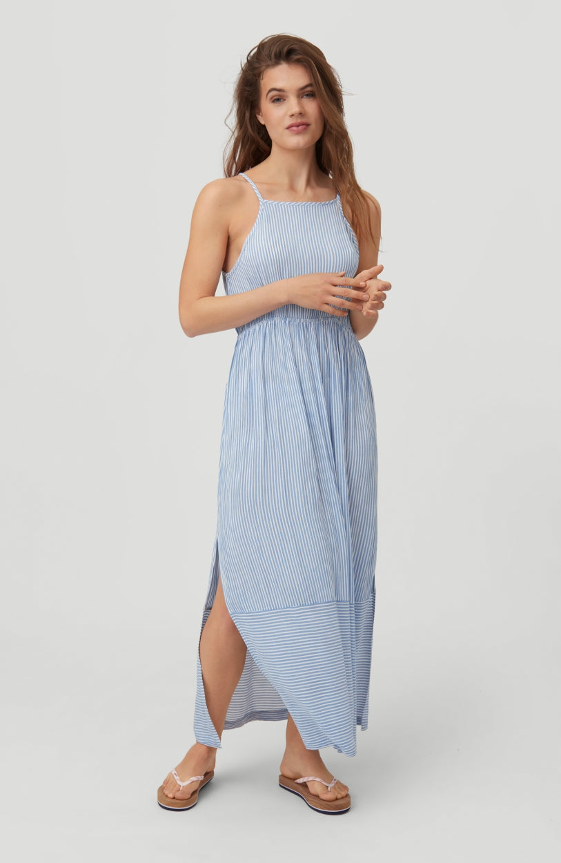 All Over Print Midi Dress | Blue With White