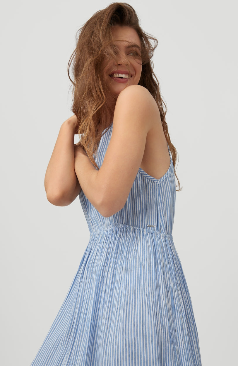 All Over Print Midi Dress | Blue With White