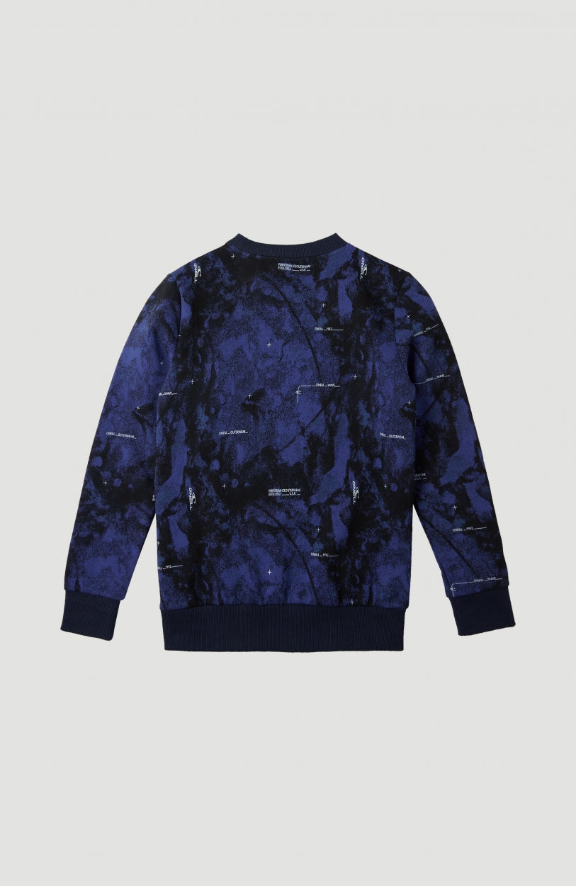 All Over Print Hybrid Crew Sweatshirt | Blue With White