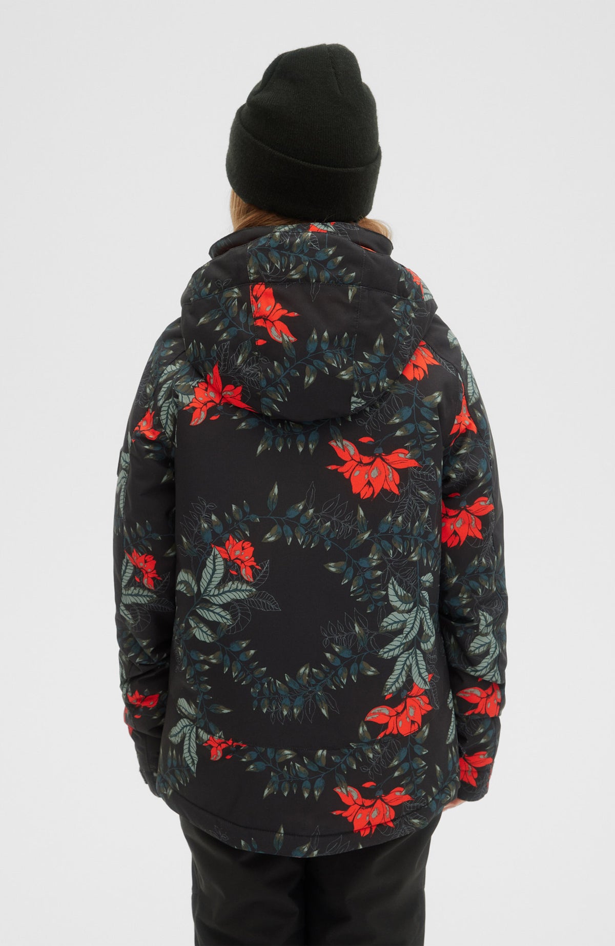 Adelite All Over Print Snow Jacket | Black With Green