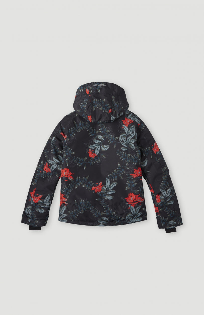 Adelite All Over Print Snow Jacket | Black With Green