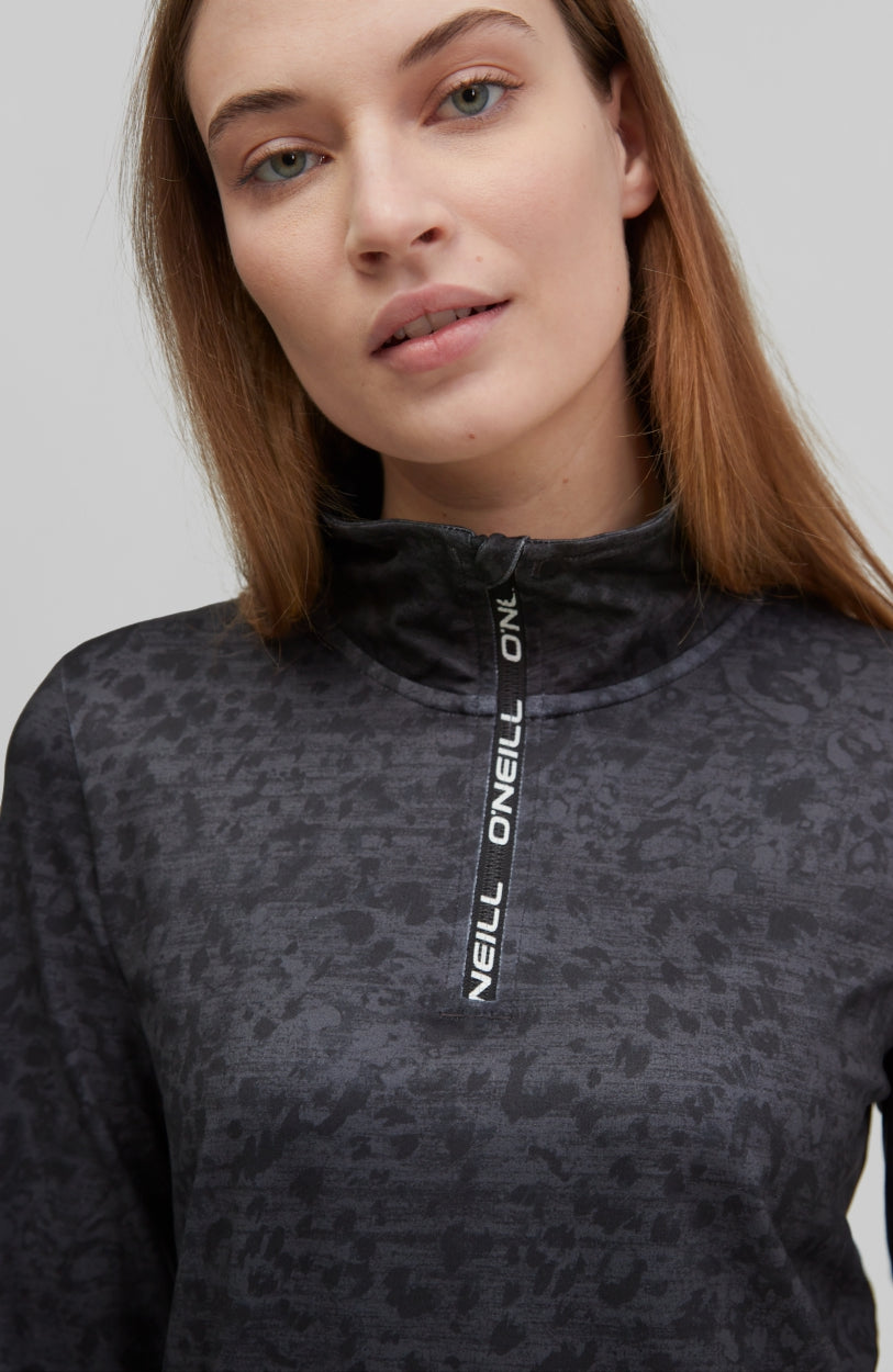 Clime All Over Print Half Zip Fleece | Grey With Black