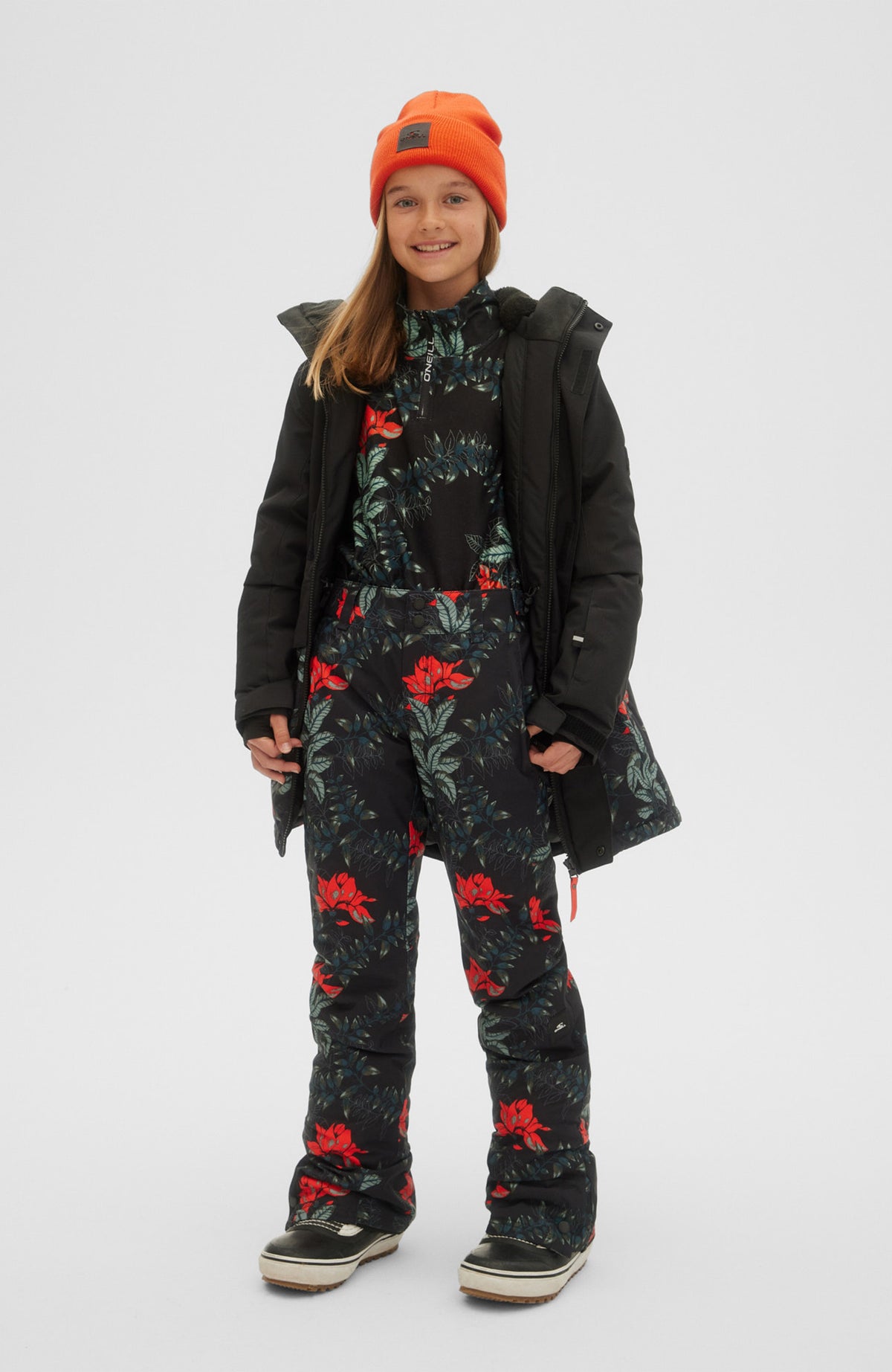 Charm All Over Print Snow Pants | Black With Green