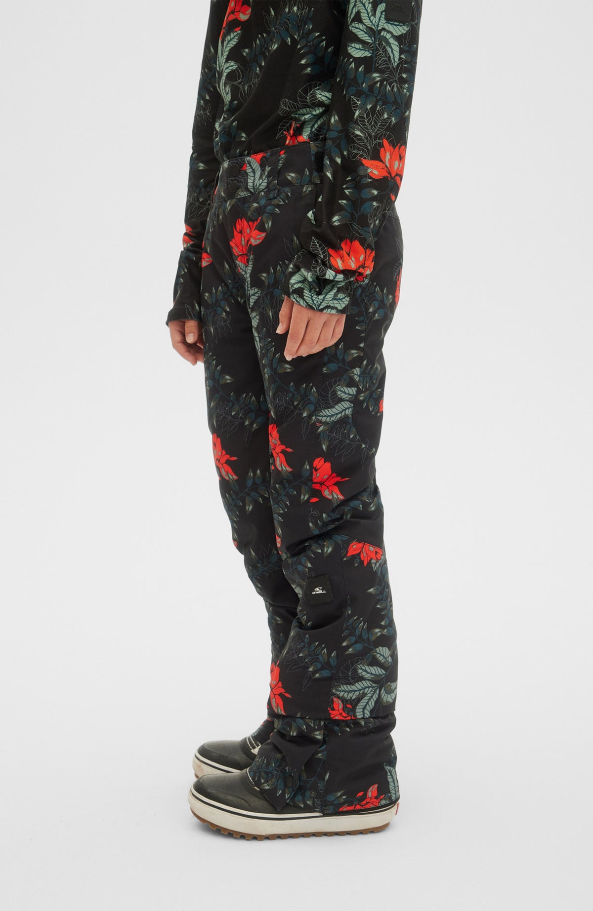 Charm All Over Print Snow Pants | Black With Green