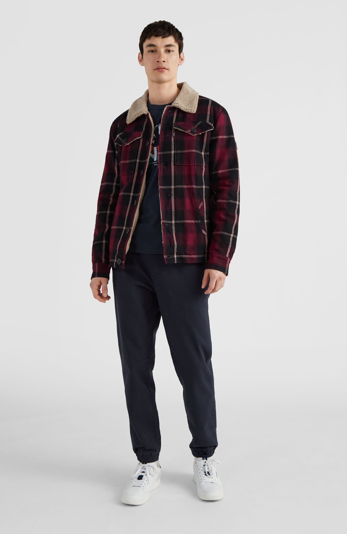 Fleece Lined Jacket | Red Tartan Check