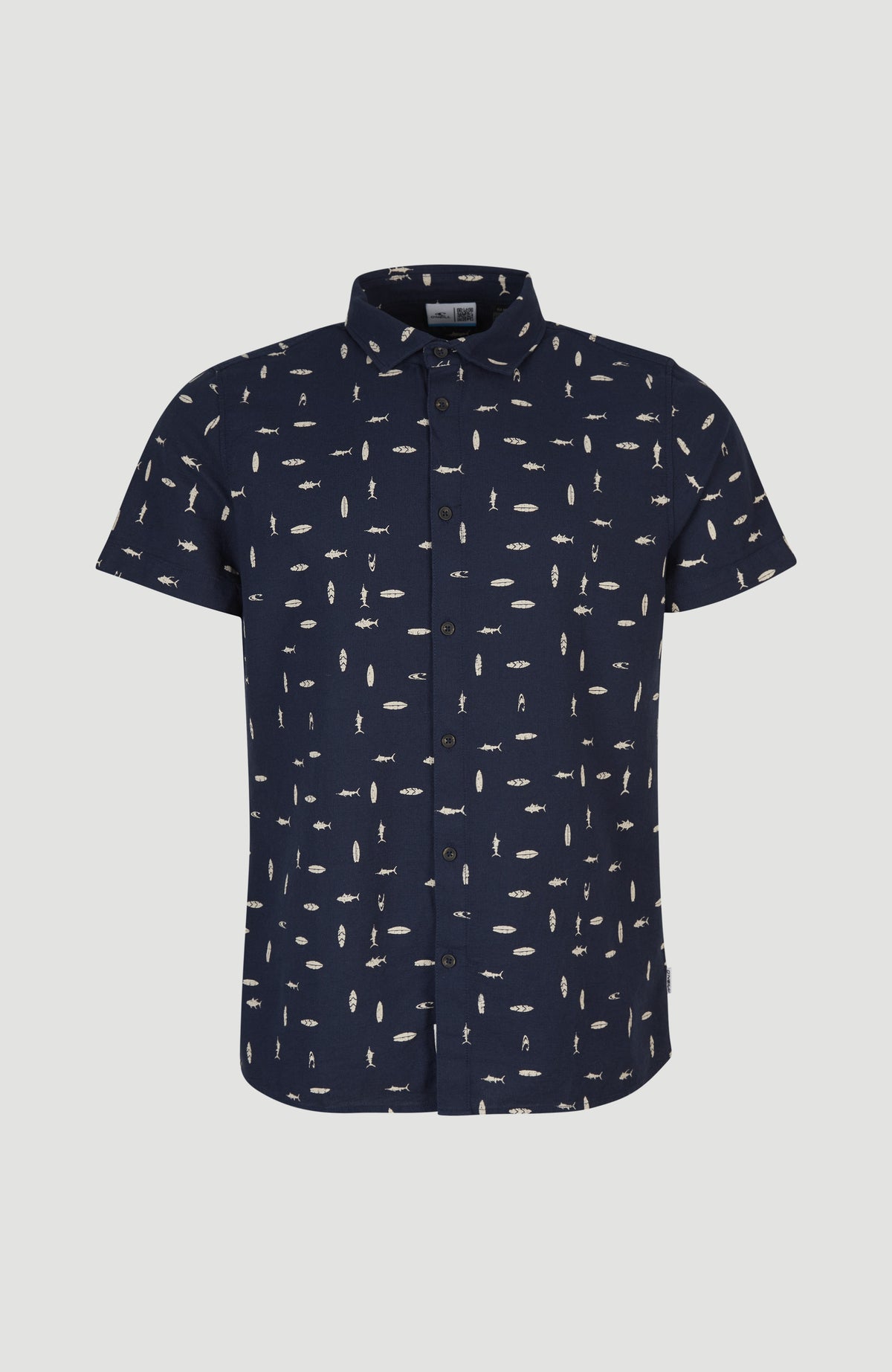 Chambray Shirt with All Over Print | Blue AO 2