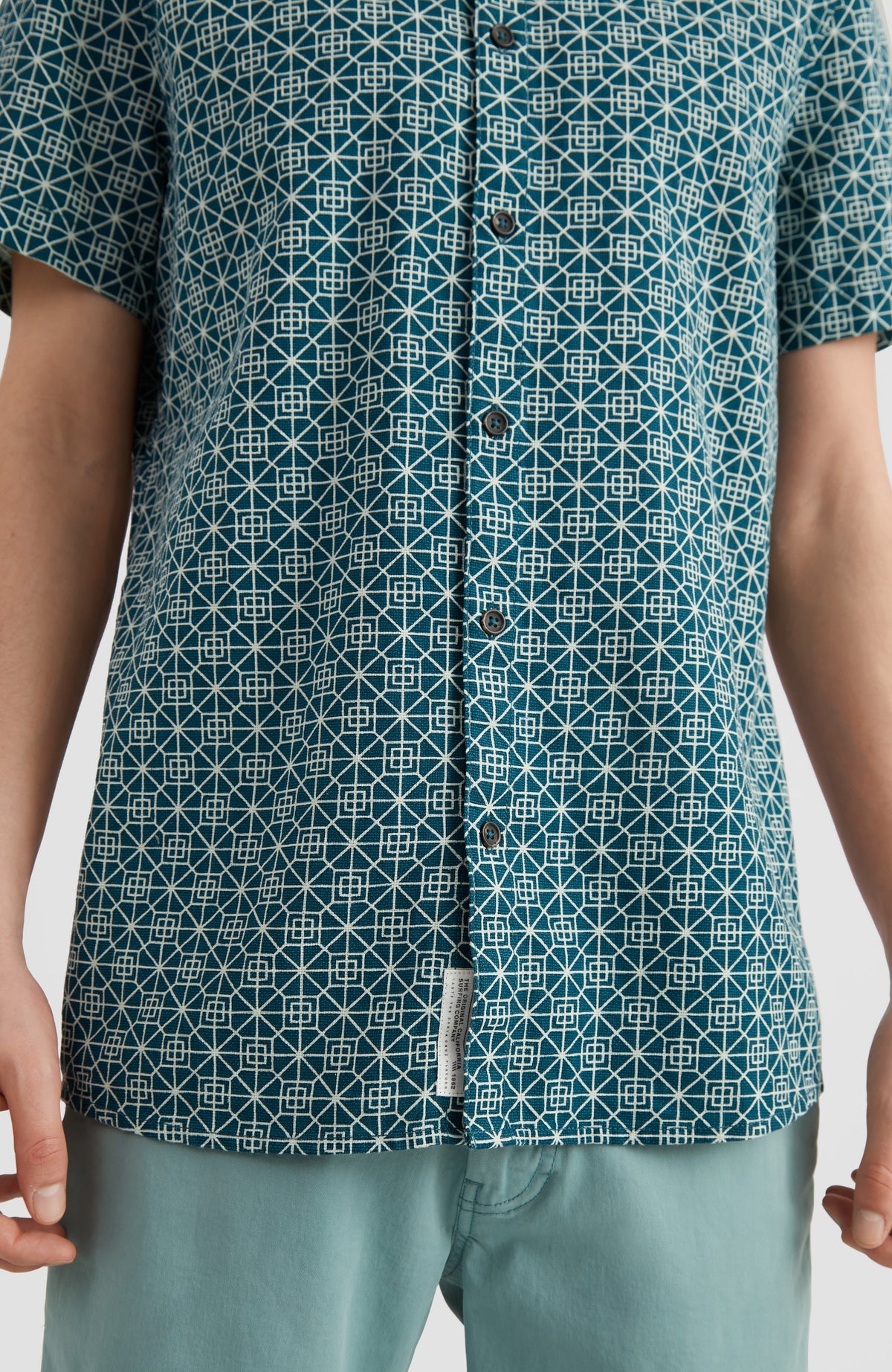 Chambray Shirt with All Over Print | Blue AO 3