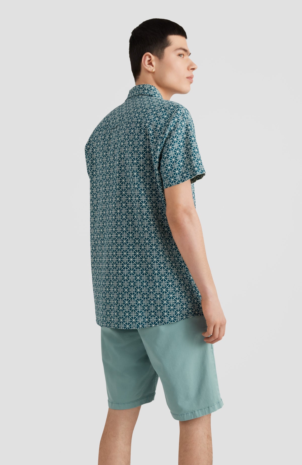 Chambray Shirt with All Over Print | Blue AO 3