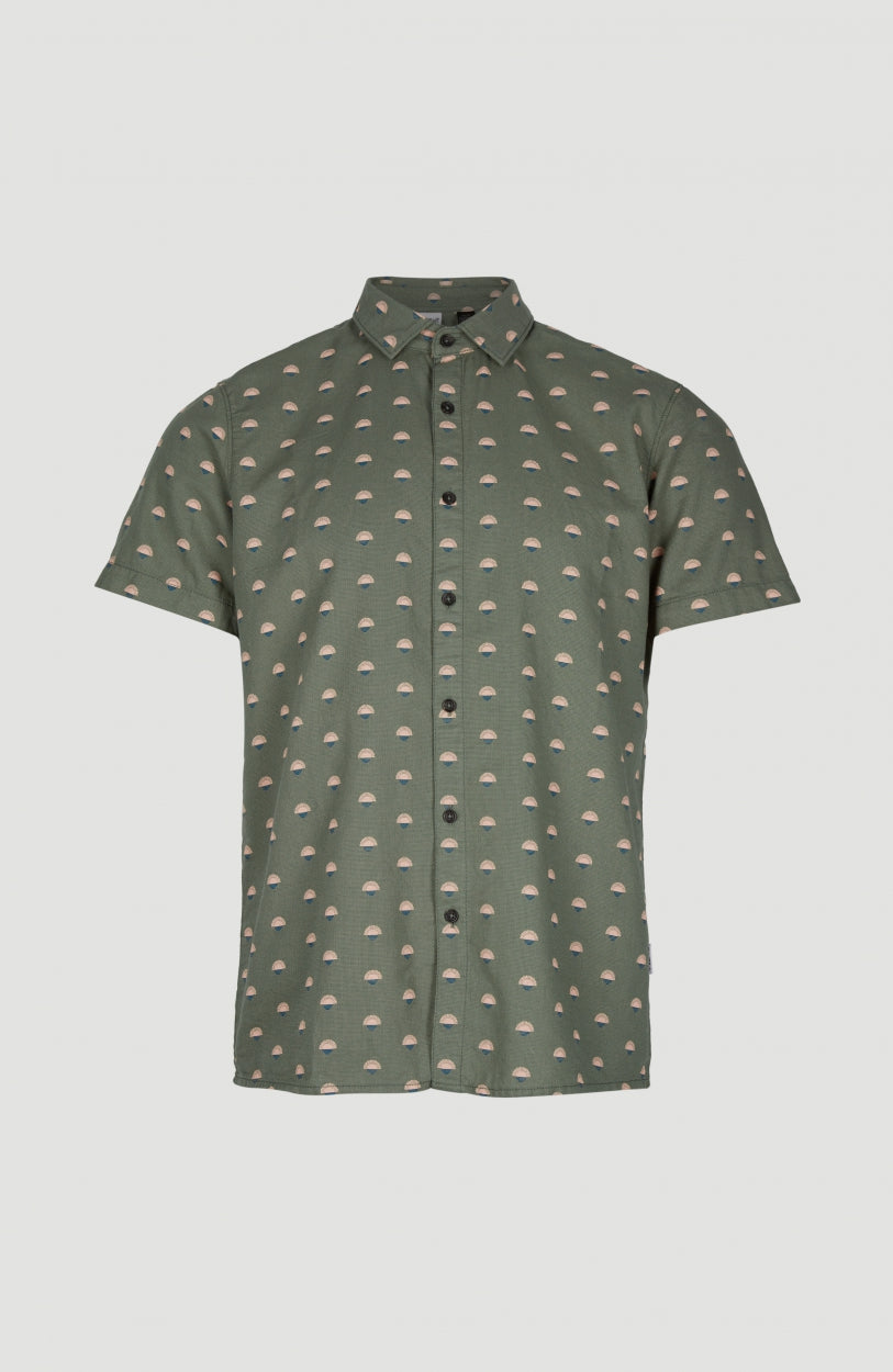 Chambray Shirt with All Over Print | Green AO 5