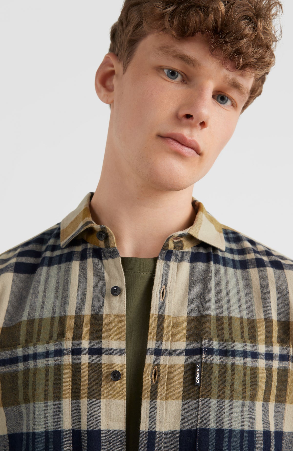 Checked Flannel Shirt | Beige Plaid Check