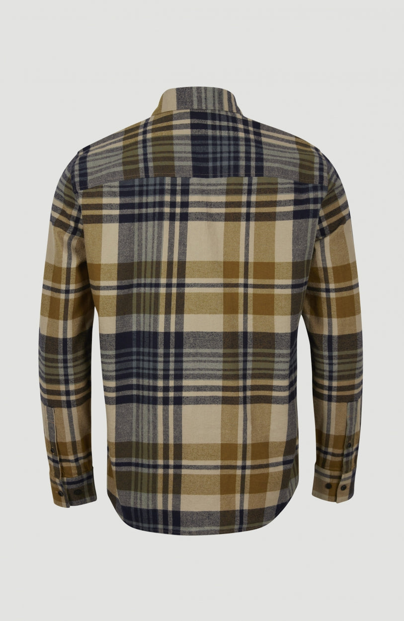 Checked Flannel Shirt | Beige Plaid Check