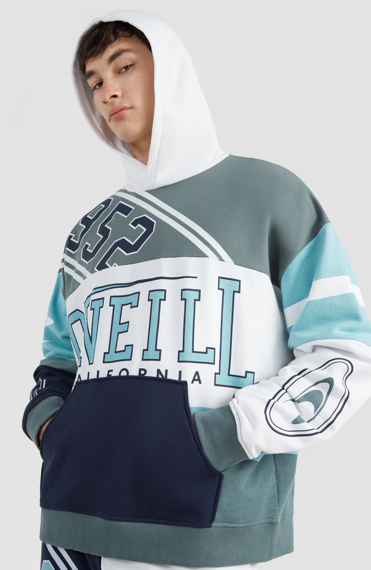 Collegiate Progressive Hoodie | Aqua Sea Colour Block