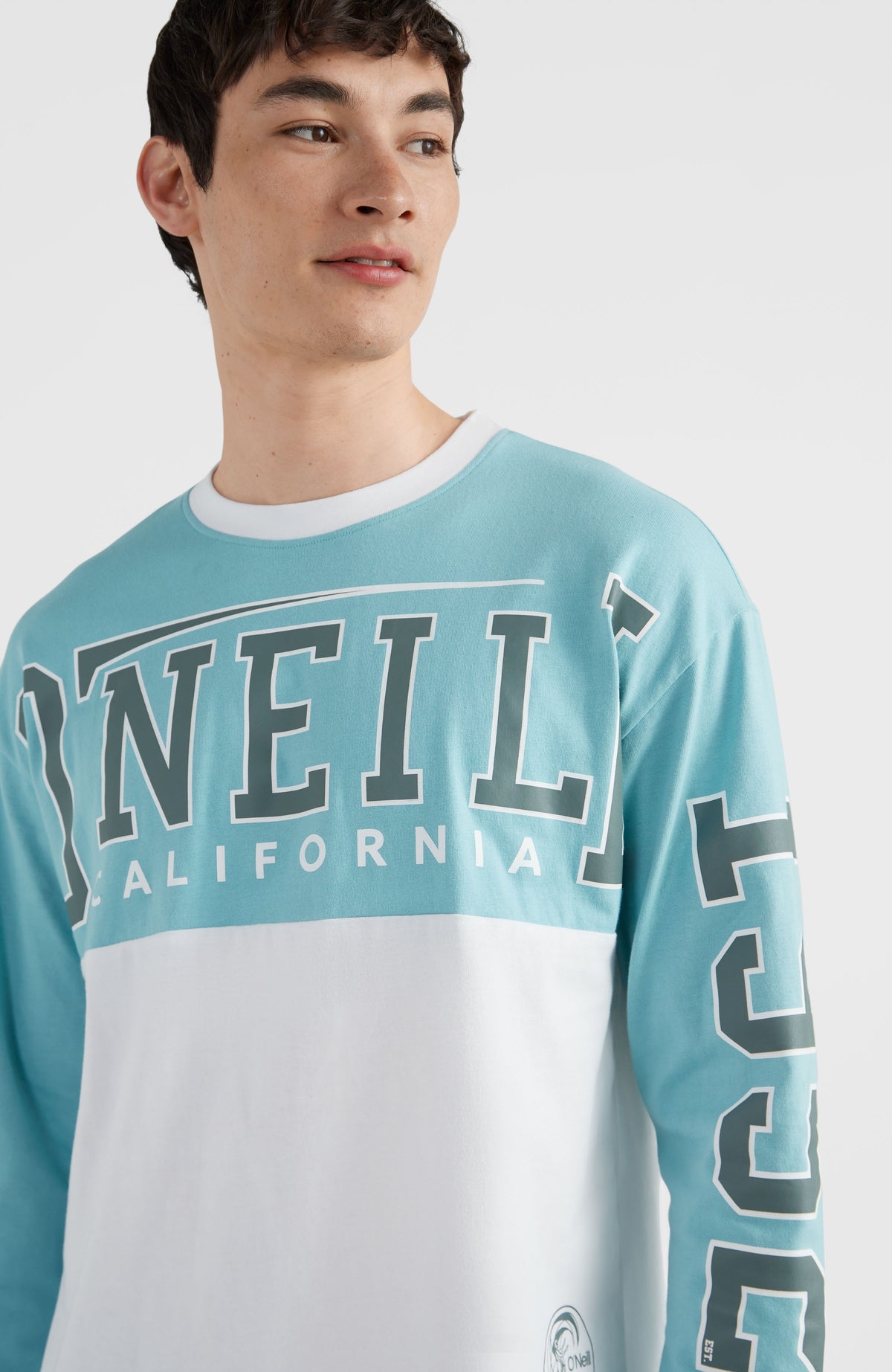 Collegiate Progressive Long Sleeve T-Shirt | Aqua Sea Colour Block