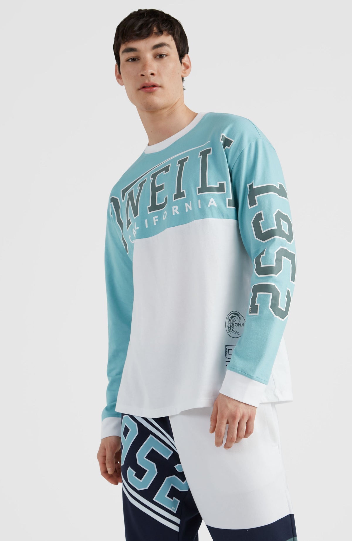 Collegiate Progressive Long Sleeve T-Shirt | Aqua Sea Colour Block