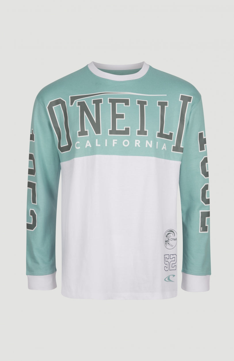 Collegiate Progressive Long Sleeve T-Shirt | Aqua Sea Colour Block