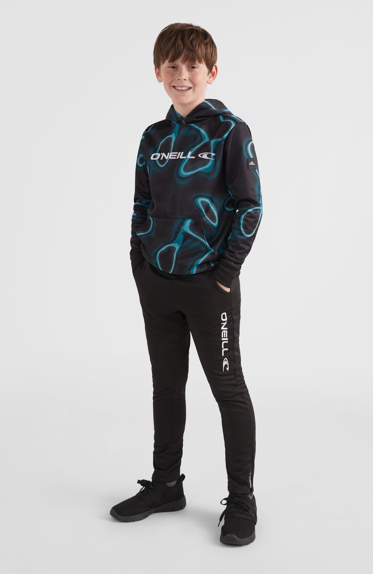 All Over Print Rutile Hooded Fleece | Blue Heat Map