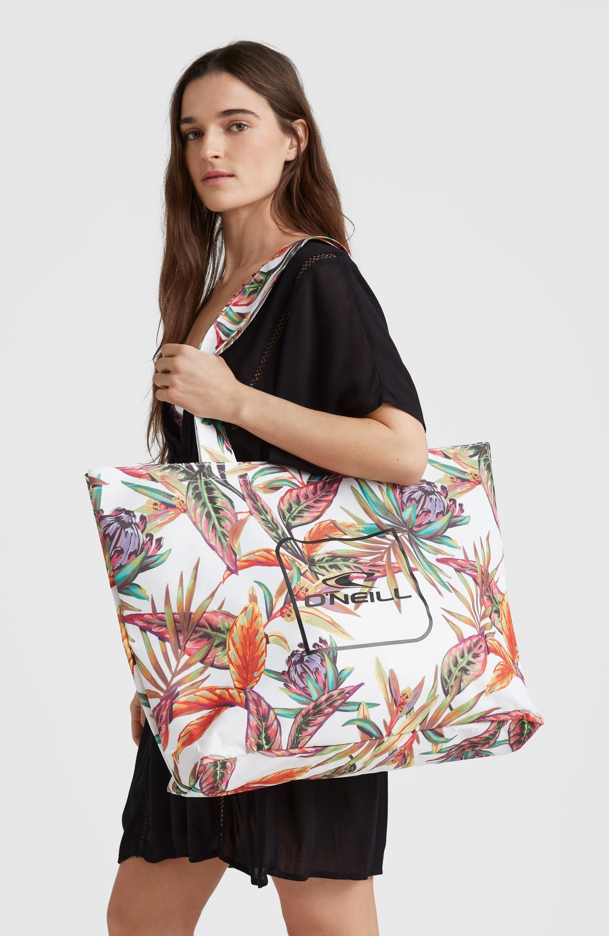 Coastal Print Tote | White Tropical Flower