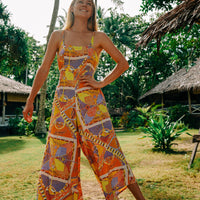 Alba Jumpsuit | Yellow Scarf Print