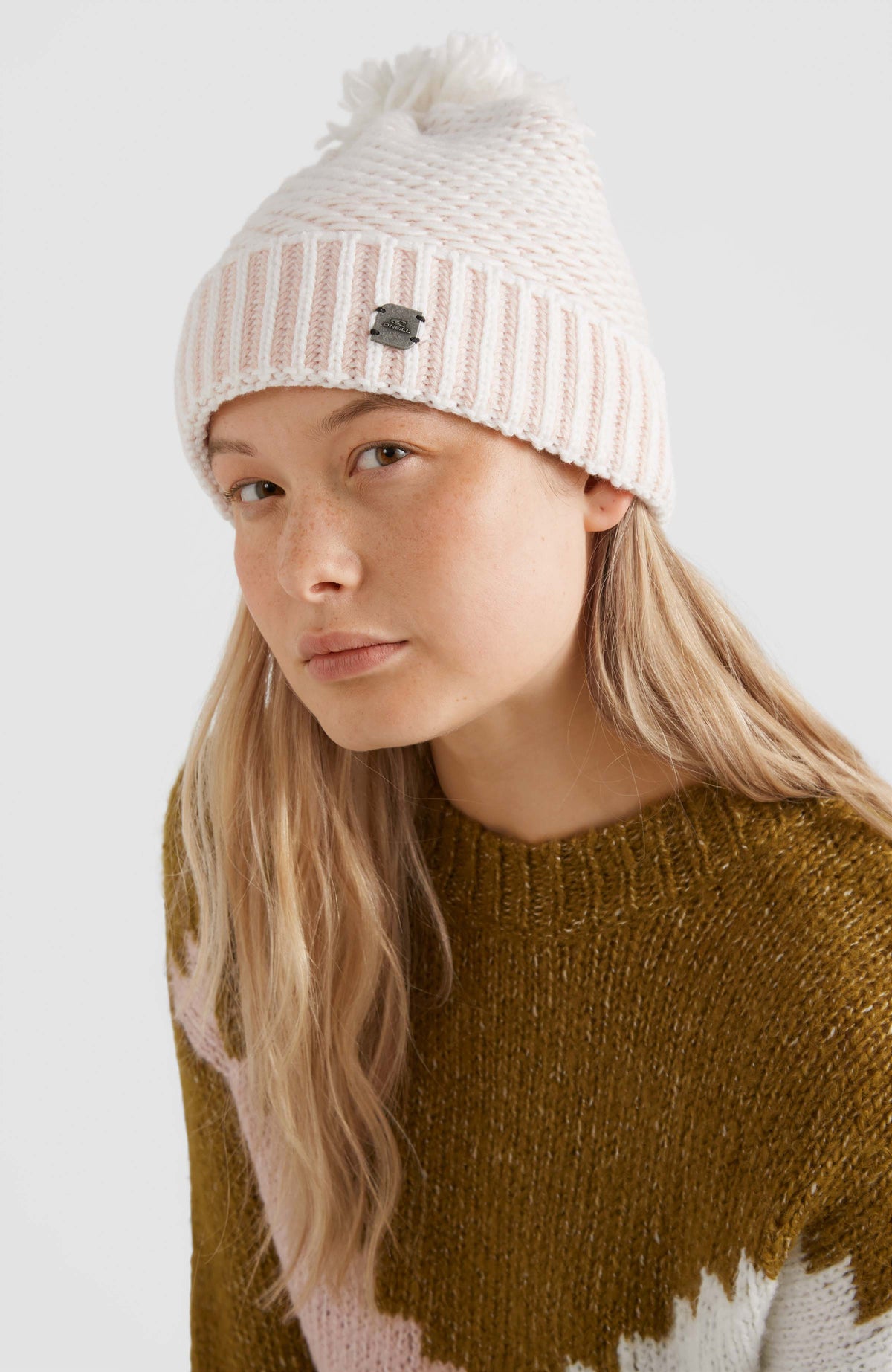 Chunky Beanie | Peach Whip Colour Block