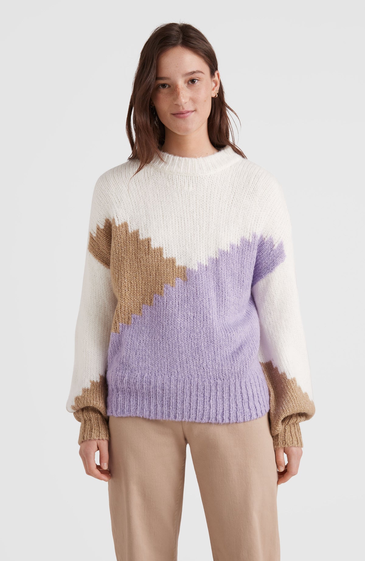 Knit Colourblock Pullover | Purple Rose Colour Block
