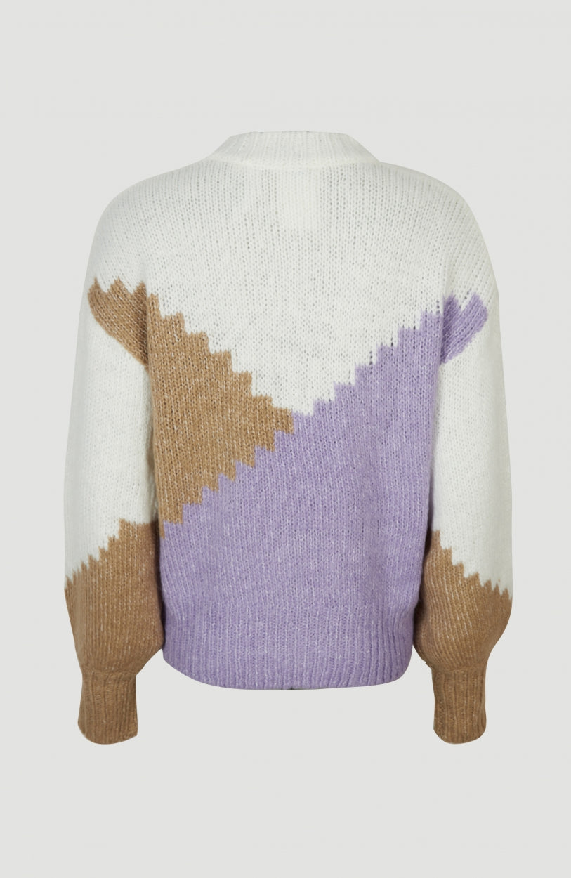 Knit Colourblock Pullover | Purple Rose Colour Block