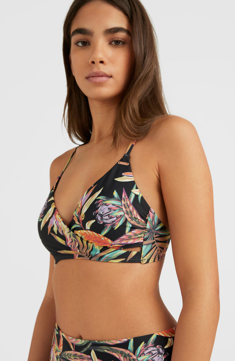 Baay Bralette Bikini Top | Black Tropical Flower