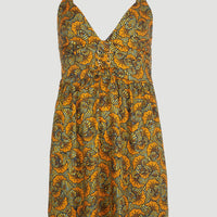 All Over Print Midi Dress | Yellow With Green