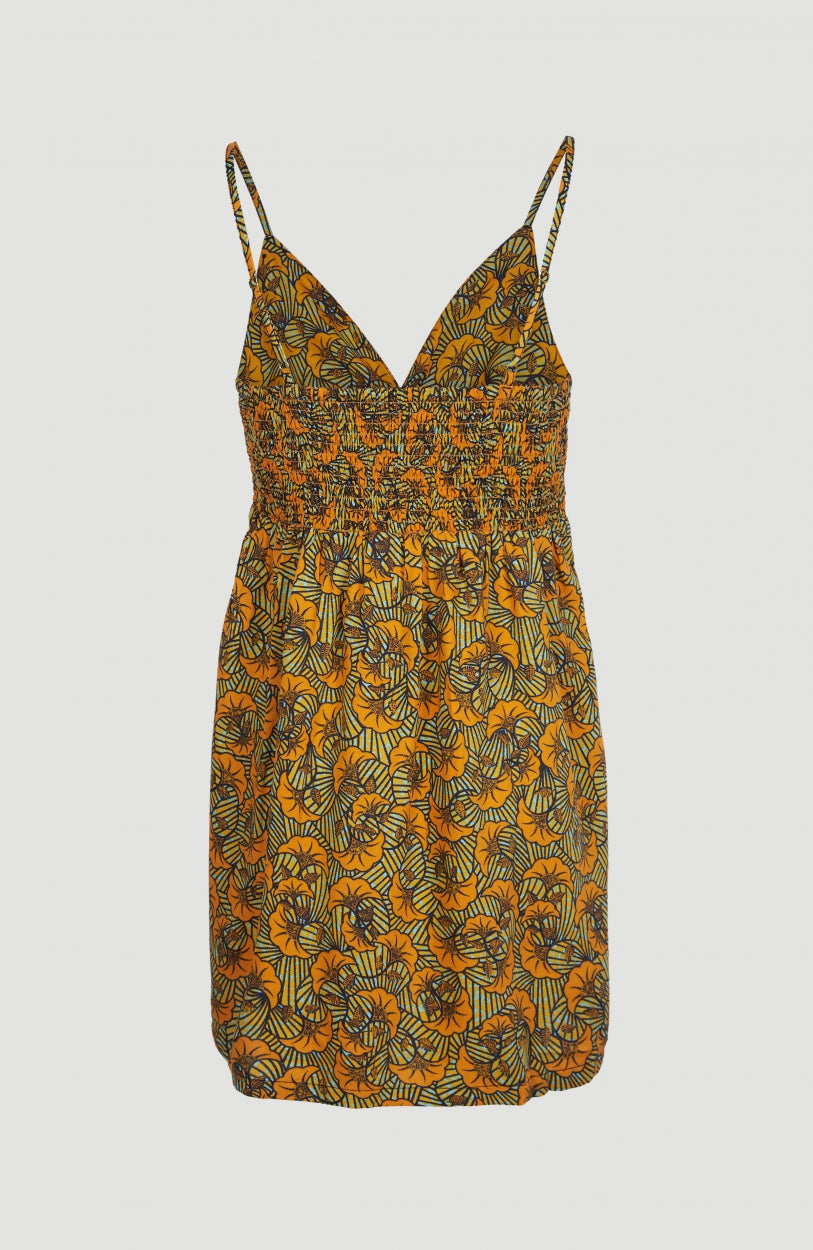 All Over Print Midi Dress | Yellow With Green