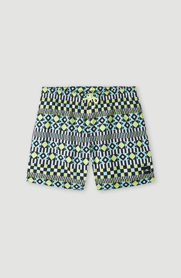 Cali Print 13'' Swim Shorts | Black Future Fade