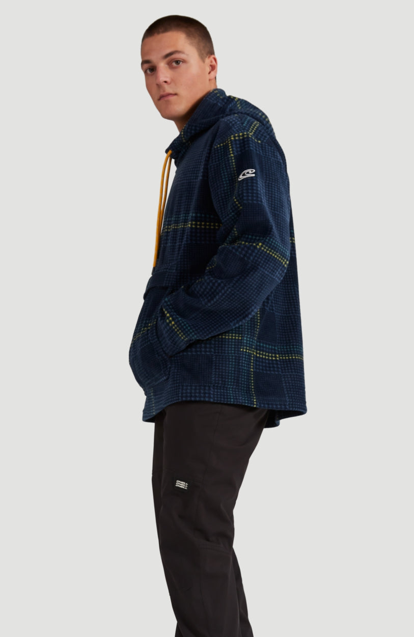 Check Anorak Hooded Ski Fleece | Blue Print - A
