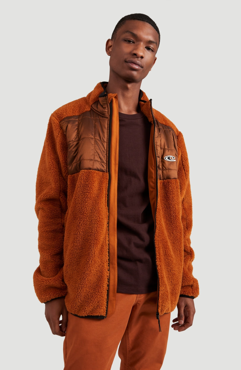 Baffle Mix Full Zip Fleece | Glazed Ginger