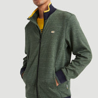 2-Knit Full Zip Cardigan | Dark Green Melee