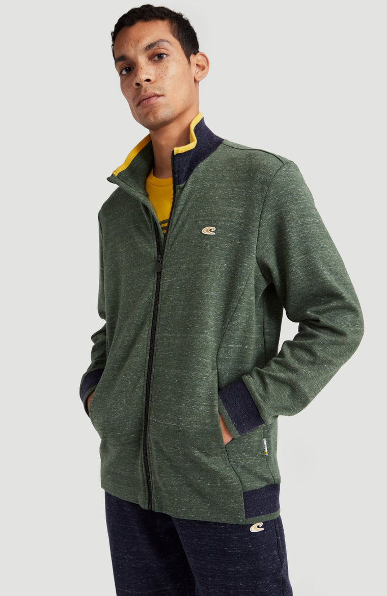 2-Knit Full Zip Cardigan | Dark Green Melee